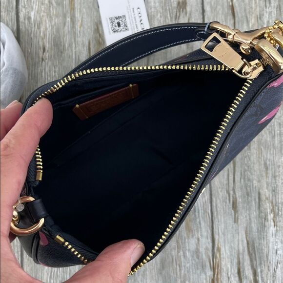 Authentic Coach Teri Shoulder Bag In Blue Signature Canvas With Cherry Print - Picture 5 of 12